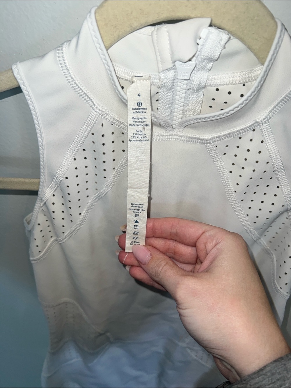 Lululemon White Perforated High-Neck Bathing Suit